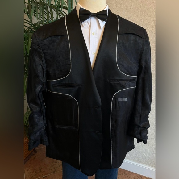 NEW TUXEDO JACKET SIZE 52R BLACK FORMAL EVENING MODERN FIT TUX SUIT COAT - Picture 7 of 10
